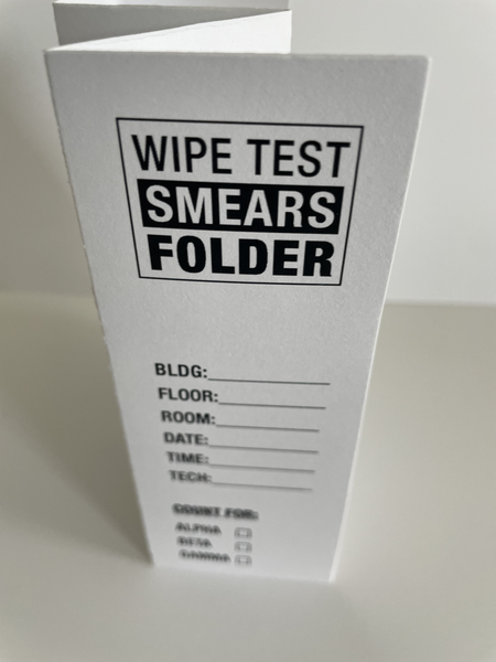 Wipe Test  Record Booklet with 1 inch Polyfoam Wipe Test